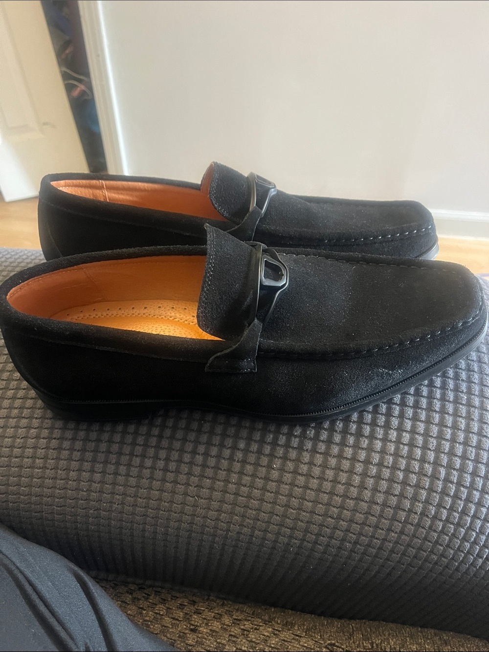 Stacy Adams Black Suede Bit Loafers